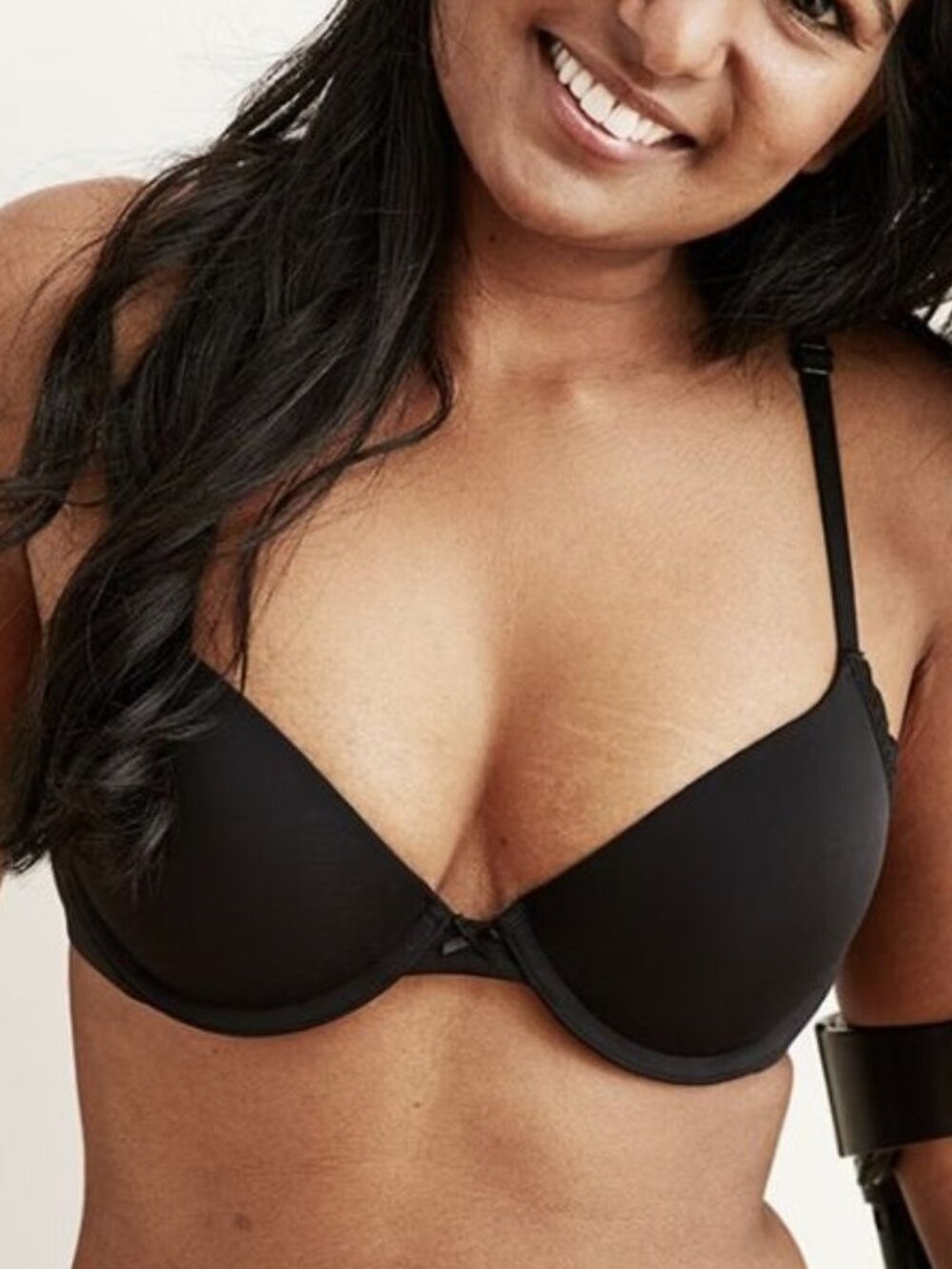 Aerie Real Happy Demi Black T-Shirt Bra Adjustable Straps Women's 36DD